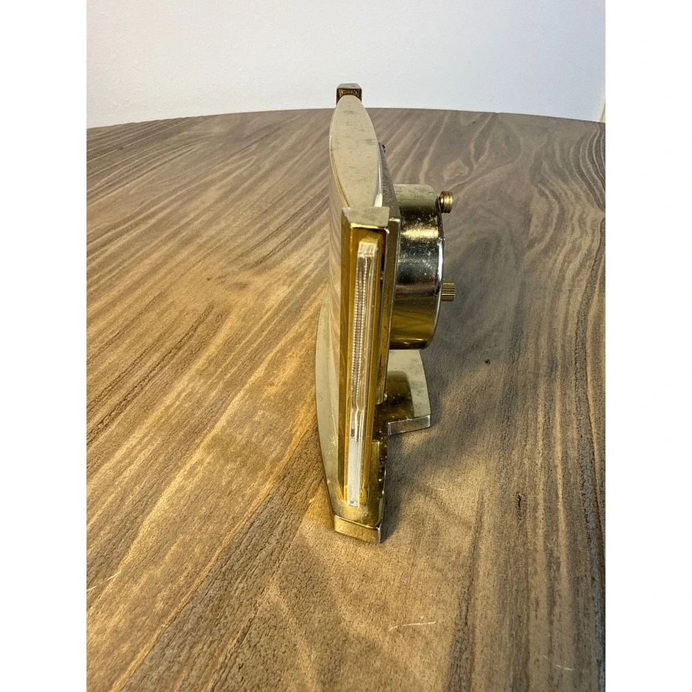 Vintage Westclox Alarm Clock Gold Mid Century Modern Acrylic Atomic Etched Works